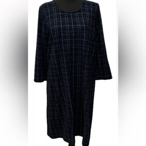 Long navy dress with blue lines